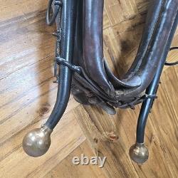 Antique Leather, Wood, &Brass Horse Collar with Brass Topper L 30 W 20 H 8