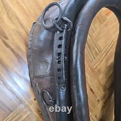 Antique Leather, Wood, &Brass Horse Collar with Brass Topper L 30 W 20 H 8
