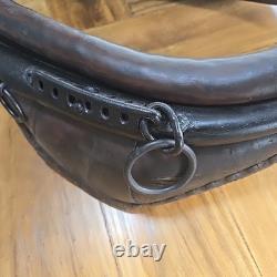 Antique Leather, Wood, &Brass Horse Collar with Brass Topper L 30 W 20 H 8