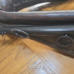 Antique Leather, Wood, &Brass Horse Collar with Brass Topper L 30 W 20 H 8