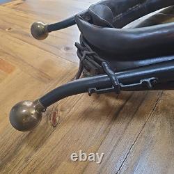 Antique Leather, Wood, &Brass Horse Collar with Brass Topper L 30 W 20 H 8