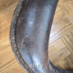 Antique Leather, Wood, &Brass Horse Collar with Brass Topper L 30 W 20 H 8