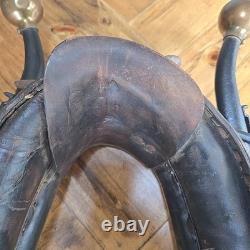 Antique Leather, Wood, &Brass Horse Collar with Brass Topper L 30 W 20 H 8