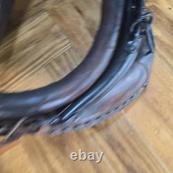 Antique Leather, Wood, &Brass Horse Collar with Brass Topper L 30 W 20 H 8
