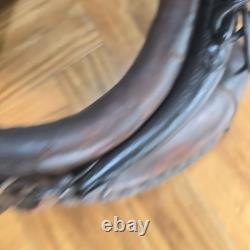 Antique Leather, Wood, &Brass Horse Collar with Brass Topper L 30 W 20 H 8