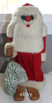 Antique Made In Western Germany Wood Glass Eyed 18.5 Santa Claus Figurine