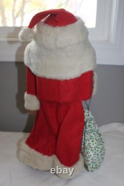 Antique Made In Western Germany Wood Glass Eyed 18.5 Santa Claus Figurine
