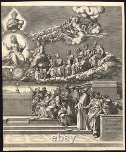 Antique Master Print-DISPUTE HOLY SACRAMENT-Ghisi-Raphael-1552