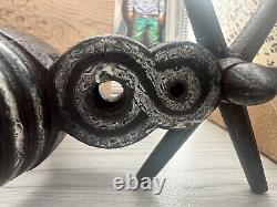 Antique Mexican Large Rowl Steel Spurs Sterling Silver Trim