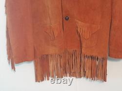 Antique Native American Hand Sewn Heavy Leather Jacket Fringes outlaw wild west