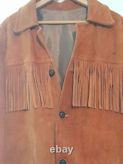 Antique Native American Hand Sewn Heavy Leather Jacket Fringes outlaw wild west
