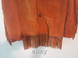 Antique Native American Hand Sewn Heavy Leather Jacket Fringes outlaw wild west