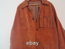 Antique Native American Hand Sewn Heavy Leather Jacket Fringes outlaw wild west