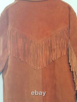 Antique Native American Hand Sewn Heavy Leather Jacket Fringes outlaw wild west