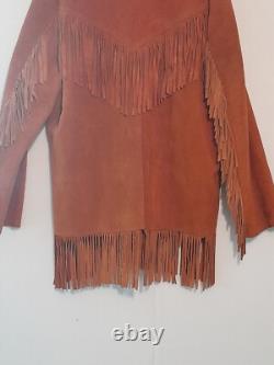 Antique Native American Hand Sewn Heavy Leather Jacket Fringes outlaw wild west