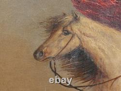 Antique Oil on Canvas LOST GREENHORN Western Painting After Alfred Jacob Miller