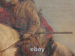 Antique Oil on Canvas LOST GREENHORN Western Painting After Alfred Jacob Miller