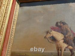 Antique Oil on Canvas LOST GREENHORN Western Painting After Alfred Jacob Miller