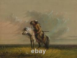 Antique Oil on Canvas LOST GREENHORN Western Painting After Alfred Jacob Miller