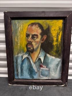 Antique Old West Social Realism Americana Cowboy Portrait Oil Painting, 1940s Antique Old West Social Realism Americana Cowboy Portrait Oil Painting, 1940s