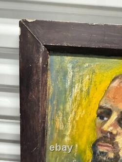 Antique Old West Social Realism Americana Cowboy Portrait Oil Painting, 1940s