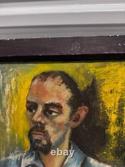 Antique Old West Social Realism Americana Cowboy Portrait Oil Painting, 1940s