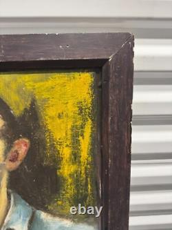 Antique Old West Social Realism Americana Cowboy Portrait Oil Painting, 1940s