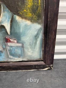 Antique Old West Social Realism Americana Cowboy Portrait Oil Painting, 1940s