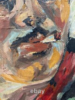 Antique Old West Social Realism Americana Cowboy Portrait Oil Painting, 1940s