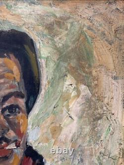 Antique Old West Social Realism Americana Cowboy Portrait Oil Painting, 1940s