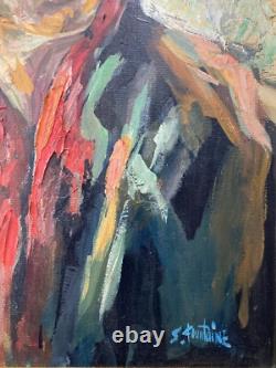 Antique Old West Social Realism Americana Cowboy Portrait Oil Painting, 1940s Antique Old West Social Realism Americana Cowboy Portrait Oil Painting, 1940s