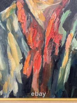 Antique Old West Social Realism Americana Cowboy Portrait Oil Painting, 1940s