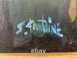 Antique Old West Social Realism Americana Cowboy Portrait Oil Painting, 1940s