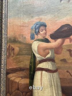 Antique Orientlism Painting 19th Century Large Portrait Landscape Camels Oil