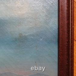 Antique Original Oil Painting on Canvas COWGIRL Roping A Bull Framed 17x16 in