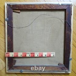 Antique Original Oil Painting on Canvas COWGIRL Roping A Bull Framed 17x16 in