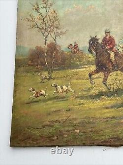 Antique Painting Large Restoration Project Horses Landscape Signed Listed As Is