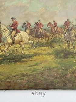 Antique Painting Large Restoration Project Horses Landscape Signed Listed As Is