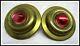 Antique Pair of Large Brass and RED Glass Bridle Rosettes Beautiful Condition