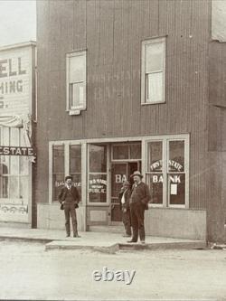 Antique Photo Cabinet Card Cowboys Frontier Bank 1890s Photo Marked Broken Arrow