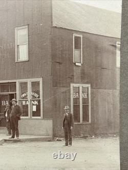 Antique Photo Cabinet Card Cowboys Frontier Bank 1890s Photo Marked Broken Arrow