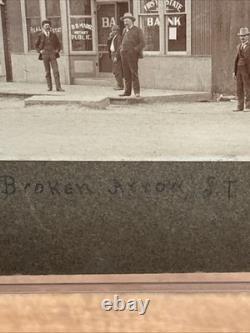 Antique Photo Cabinet Card Cowboys Frontier Bank 1890s Photo Marked Broken Arrow