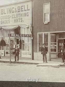 Antique Photo Cabinet Card Cowboys Frontier Bank 1890s Photo Marked Broken Arrow