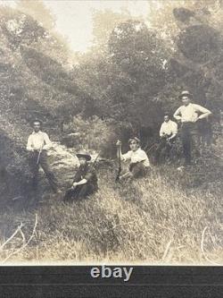 Antique Photo Cabinet Card Cowboys withRifles Western Frontier Marked 1895 Photo