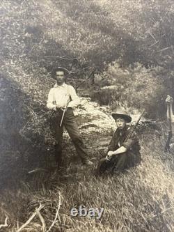 Antique Photo Cabinet Card Cowboys withRifles Western Frontier Marked 1895 Photo