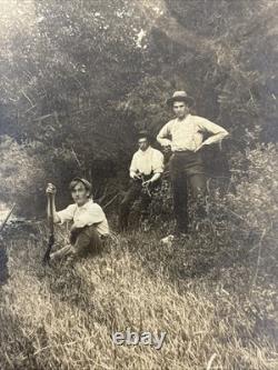 Antique Photo Cabinet Card Cowboys withRifles Western Frontier Marked 1895 Photo