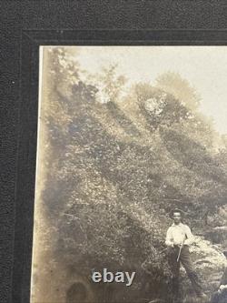 Antique Photo Cabinet Card Cowboys withRifles Western Frontier Marked 1895 Photo