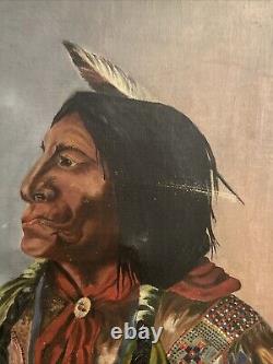 Antique Portrait Of Wolf Robe Cheyenne/Sioux Indian Chief Signed