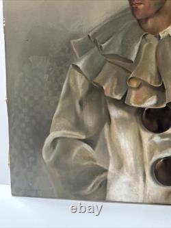 Antique Portrait Painting Wpa Era Man Men Jester Circus Signed Fabrizio Large