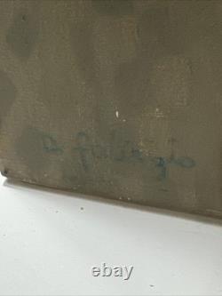 Antique Portrait Painting Wpa Era Man Men Jester Circus Signed Fabrizio Large